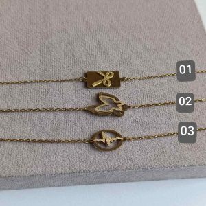 دستبند استیل طلایی مدل شنی کد 324