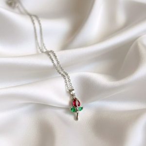 گردنبند استیل مدل گل لاله کد249