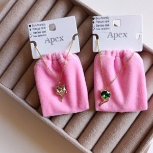 گردنبند جواهری سنگ دار طرح روباه کد 275