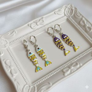 گوشواره میناکاری مدل ماهی کد۴۴۷