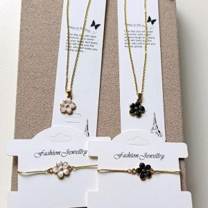 ست گردنبند و دستبند میناکاری گل  کد ۱۳۴