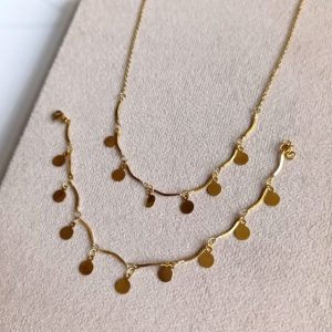 ست گردنبند و دستبند طرح طلا پولکی کد 139