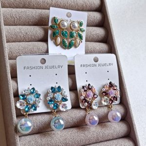 گوشواره های رنگی گل و شکوفه و مروارید کد 454