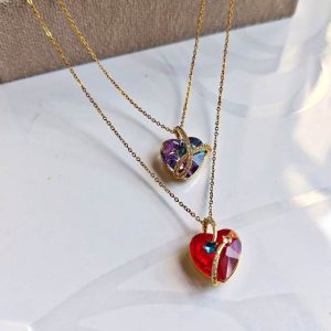 گردنبند سنگی طرح قلب کد 285