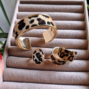 ست بنگل گوشواره انگشتر پلنگی کد142