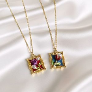 گردنبند میناکاری طرح قاب کد289