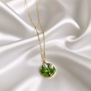 گردنبند میناکاری طرح دایره مروارید داره کد291