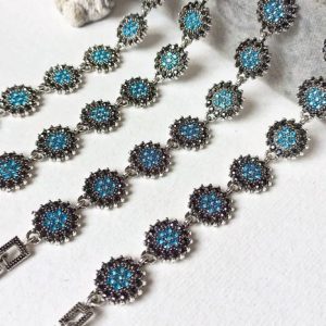 دستبند سنتی ایرانی سیاه قلم کاری رنگ ابی دورنگین مشکی کد346