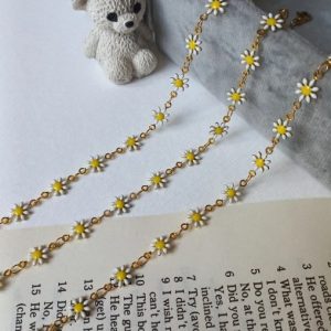 ست گردنبند،دستبند،پابند مدل بابونه طلایی کد۴۵۹