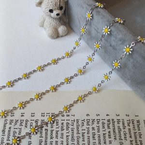ست گردنبند،دستبند،پابند بابونه سیلور(نقره ای)کد ۳۲۴