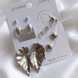 پک گوشواره و ایرکاف سیلور(نقره ای) کد434