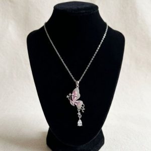 گردنبند جواهری نگین سواروسکی مدل پروانه کد141