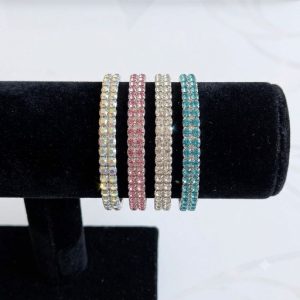 دستبند کشی تنیسی فول نگین دو ردیفه درچندرنگ کد۹۲۹