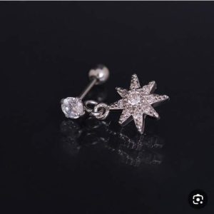 پیرسینگ گوش مدل ستاره فول سنگ و نگین کد115