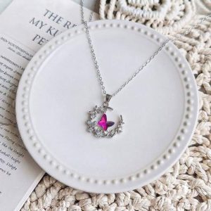گردنبند جواهری سنگی مدل پروانه کد623