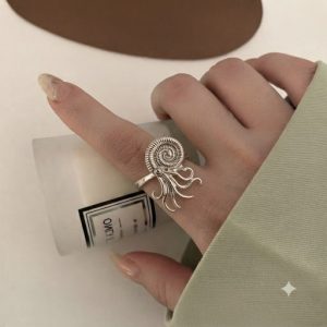 انگشتر فشن آبکاری نقره فری سایز مدل دریایی کد۷۲۴