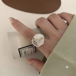 انگشتر فشن آبکاری نقره فری سایز مدل صدف ساحلی کد730