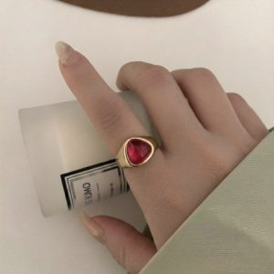 انگشتر ابکاری طلا مدل سنگ قرمز کد735