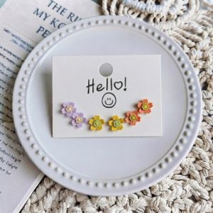پک گوشواره سه جفتی فانتزی مدل گل کد۵۲۵